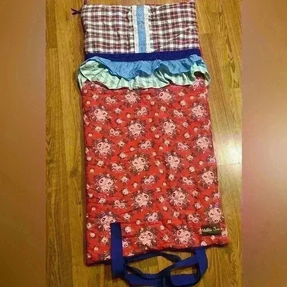 Matilda Jane Bed Of Roses Sleeping Bag Red Flowers Plaid Ruffle Girls Roll Up